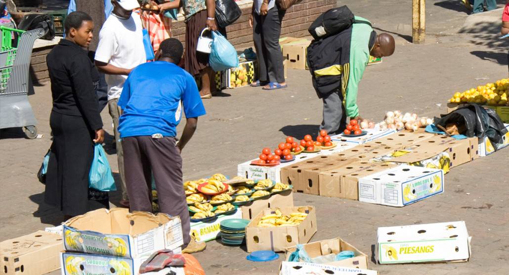 Informal traders in the city centre. Photo: Chris Kirchhoff, MediaClubSouthAfrica.com.