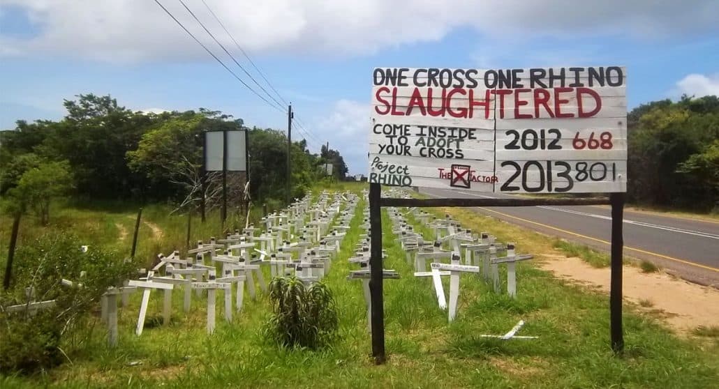 Rhino poaching memorial near St Lucia Estuary, KZN