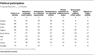 Pew survey - types of political participation