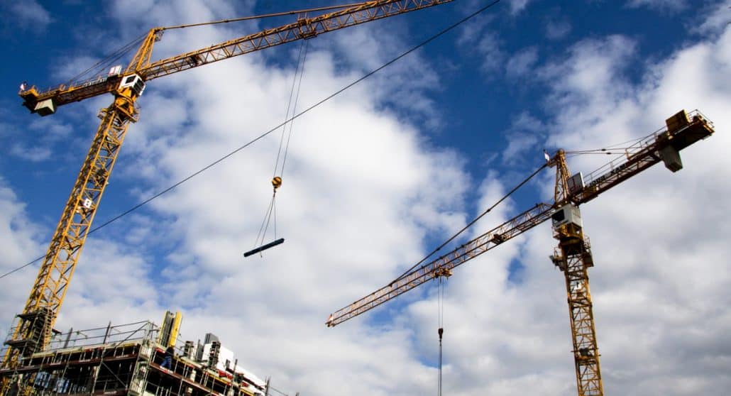 building site with industrial cranes