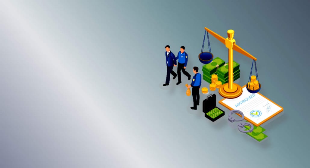 Illustration of criminal activity being punished by the law