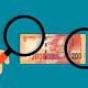 Magnifying glass on South African rand note