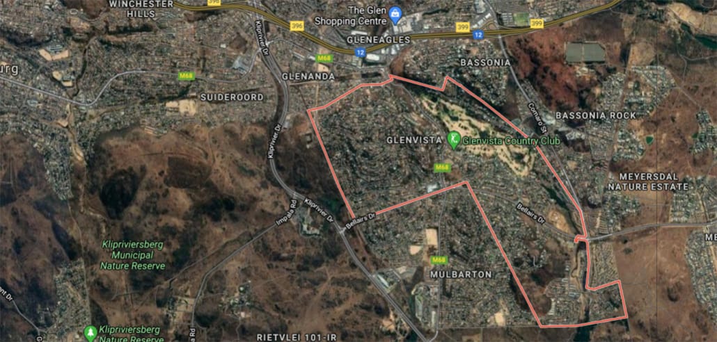 Glenvista suburb satellite view