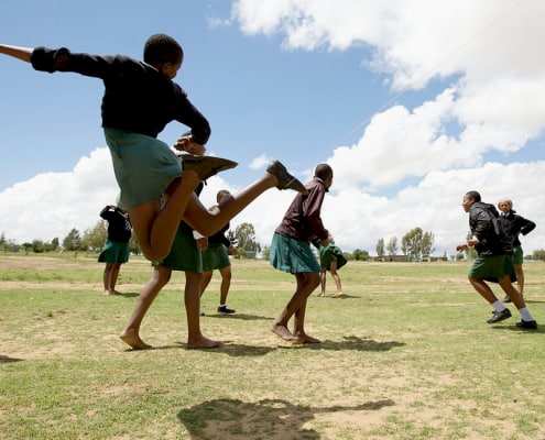 Schoolgirls playing