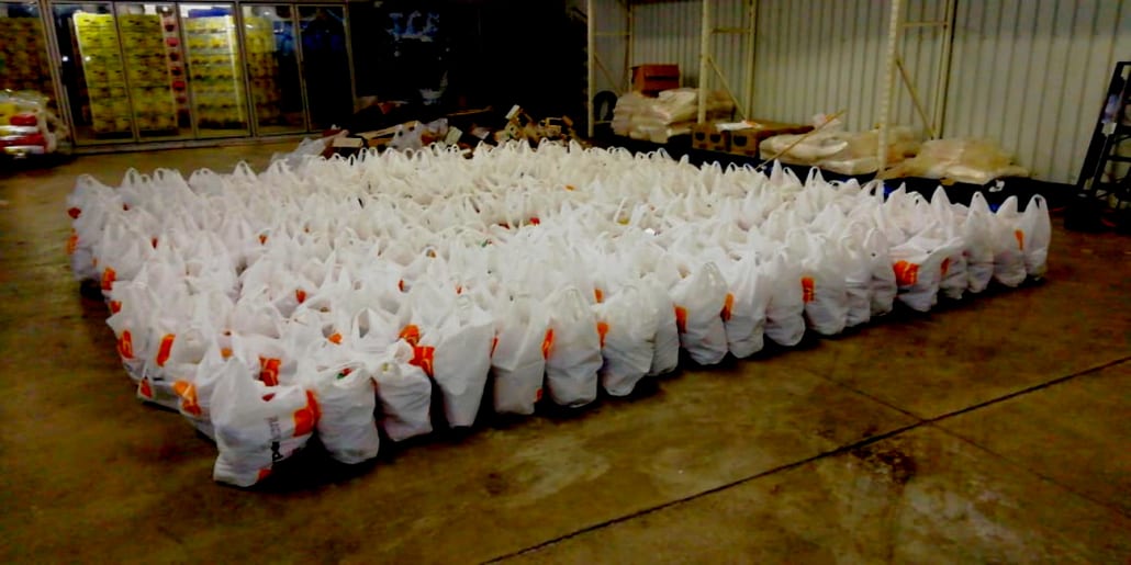 Food parcels ready for distribution