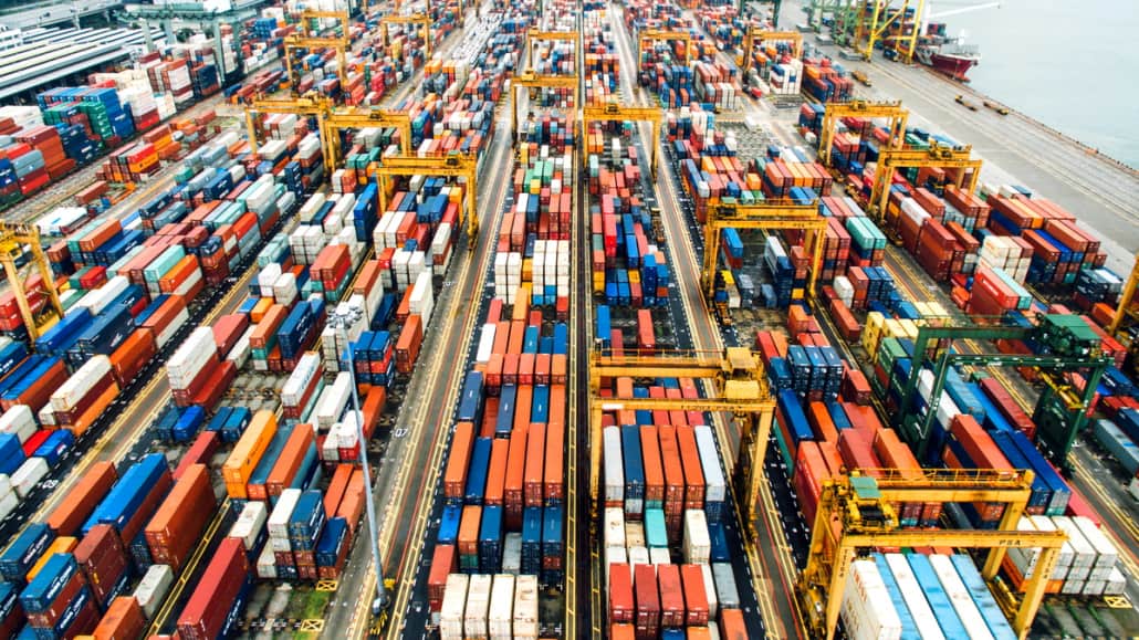 Containers in a harbour