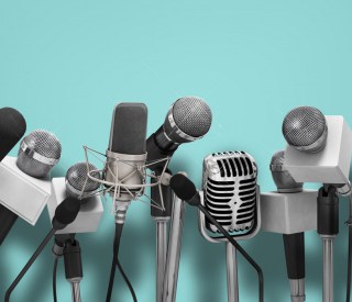 Microphones at a press conference