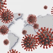 coronavirus superimposed on the world