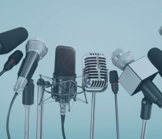 microphones at press briefing