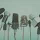 microphones at a press briefing