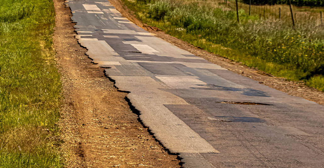Heavily patched road in South Africa