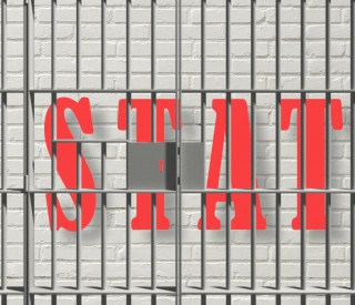 The word 'state' behind bars