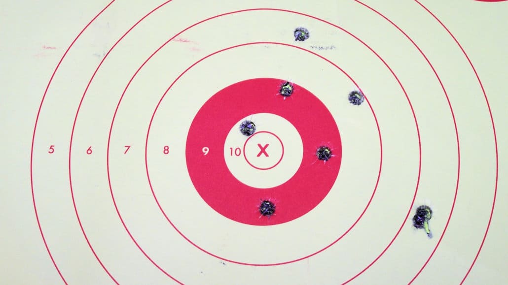 Photo of a target with bullet holes
