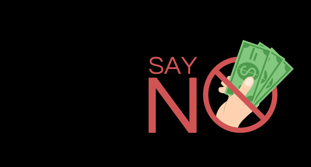 NO symbol overlaying bribe money