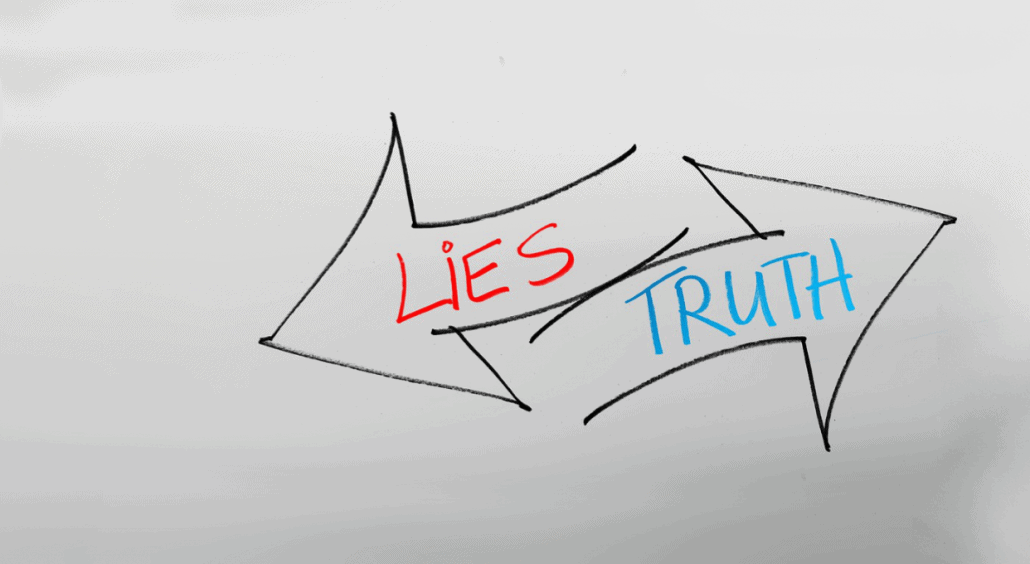 A representation of going one way or the other - lies vs truth