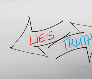 A representation of going one way or the other - lies vs truth