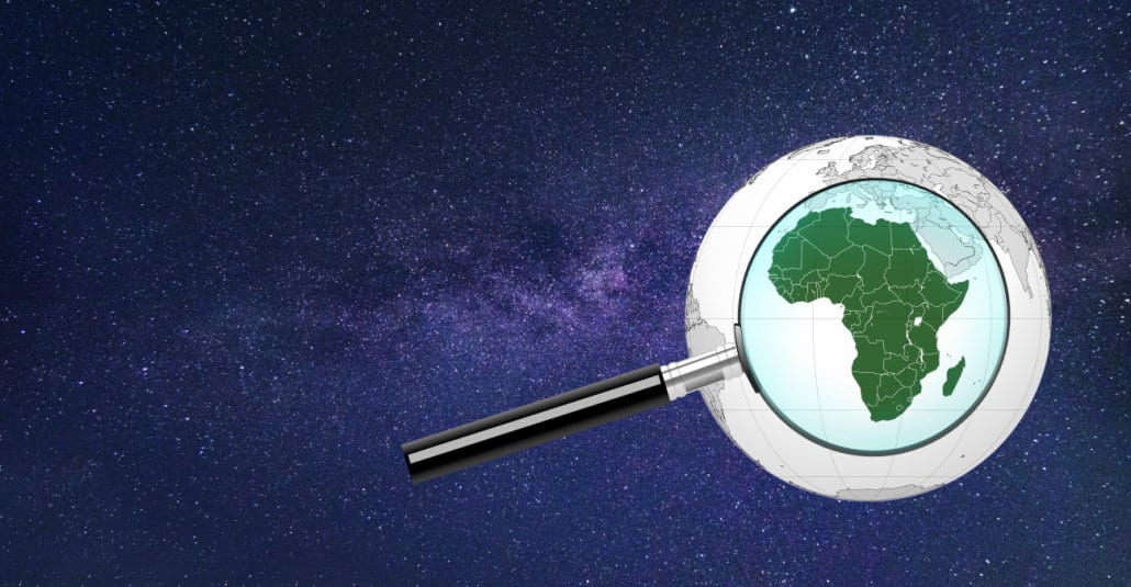 Africa covered with magnifying glass
