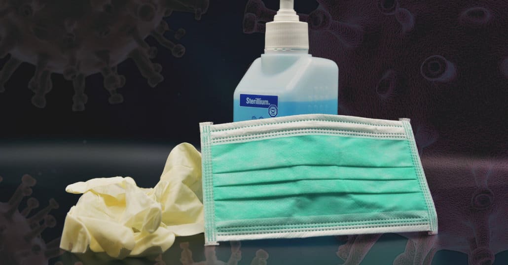 Personal protective equipment gloves mask sanitiser