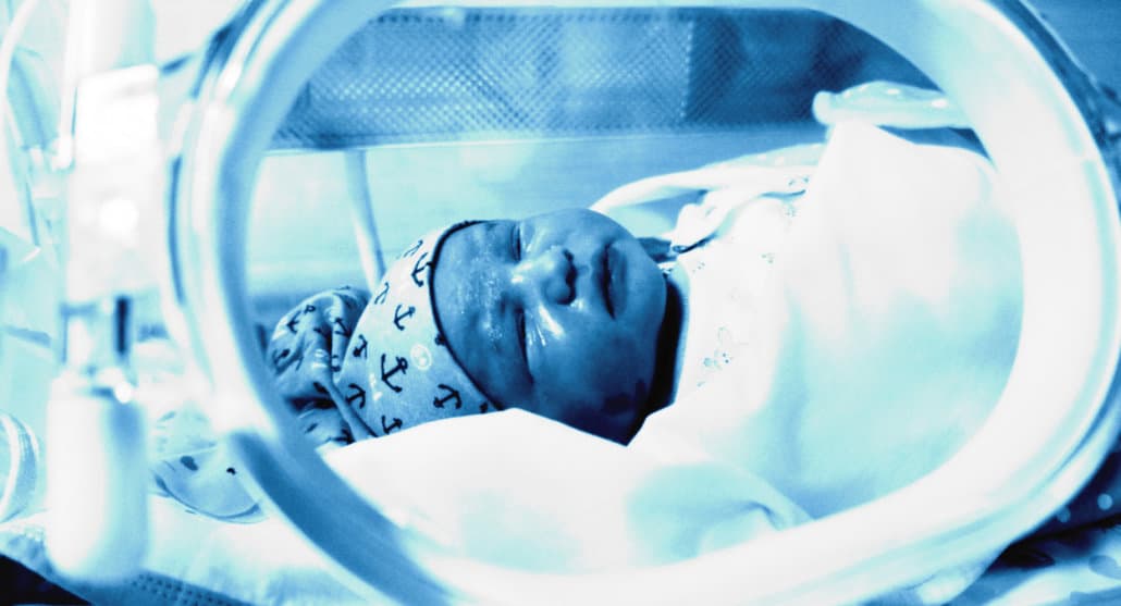 Photo of baby in incubator