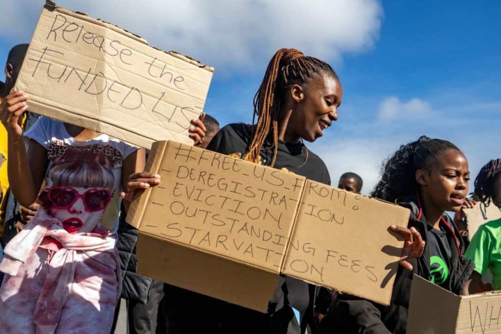 Students protesting in Cape Town over NSFAS. Photo: Jaco Marais
