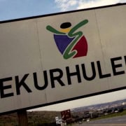 A road sign indicating the border of Ekurhuleni municipality.