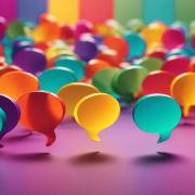 An illustration of a lot of empty speech bubbles of different colours.