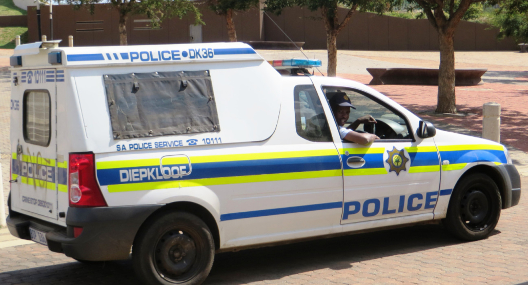 A photo of a South African police van in Diepkloof township
