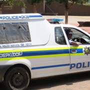 A photo of a South African police van in Diepkloof township