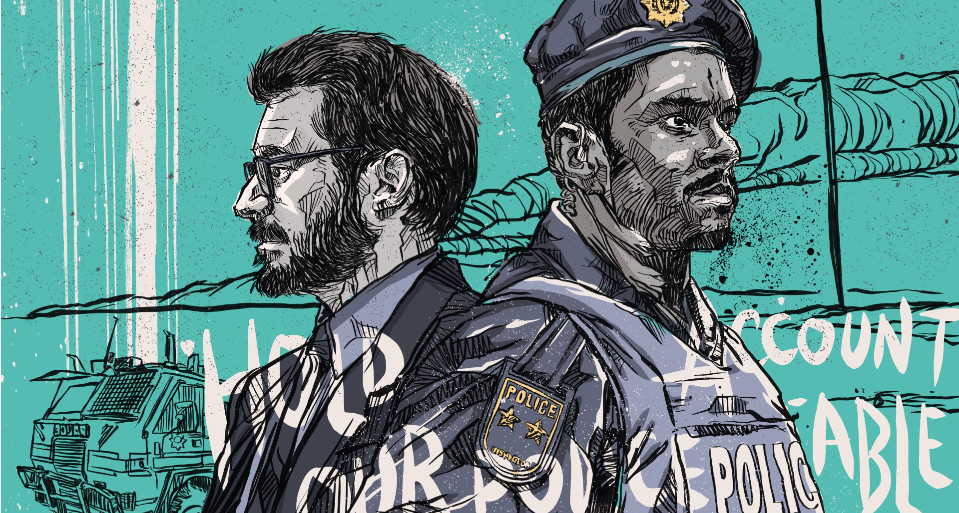 An illustration of law enforcement officers