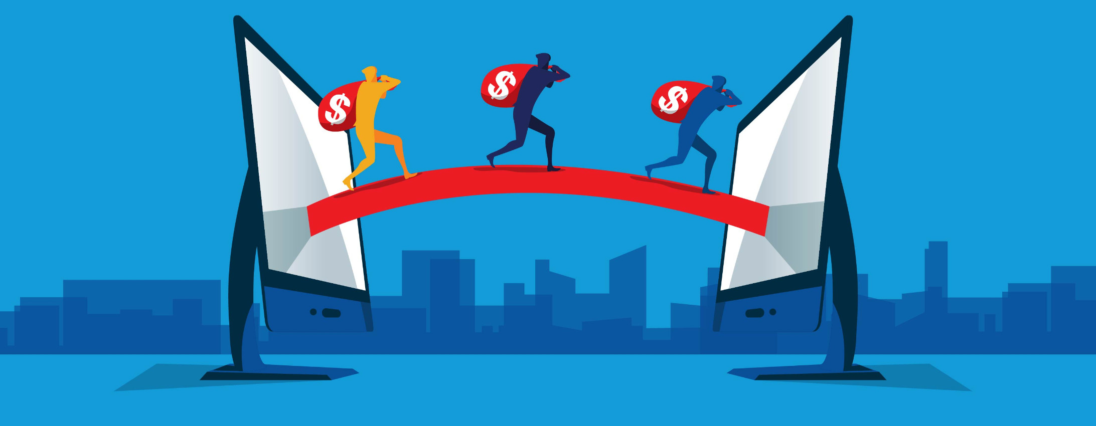 Illustration of money being illicitly taken across borders.