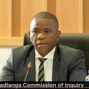 A screenshot of Lt-Gen Nhlanhla Mkhwanazi giving testimony at the first day of the Madlanga commission hearings.